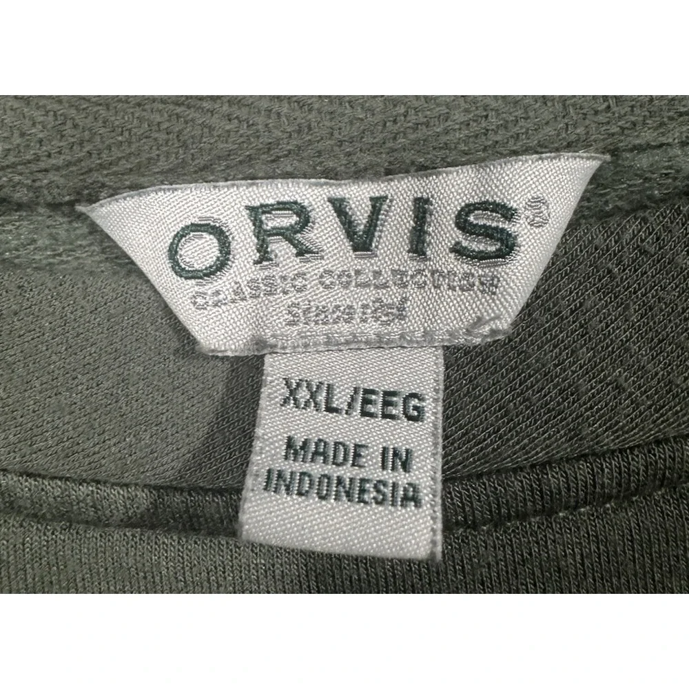 Orvis Crewneck Sweater Mens XXL Green Long Sleeve Modal Blend Stretch Outdoor